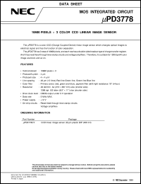 UPD3778CY datasheet: 10,600-pixel x 3 color CCD linear image sensor UPD3778CY