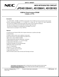 UPD45128441G5-A75-9JF datasheet: 128M-bit(8M-word x 4-bit x 4-bank)SDRAM UPD45128441G5-A75-9JF