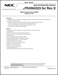 UPD4564323G5-A10B-9JH datasheet: 64M-bit(512K-word x 32-bit x 4-bank)SDRAM UPD4564323G5-A10B-9JH