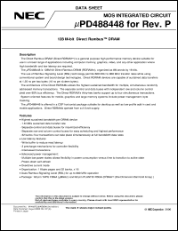 UPD488448FB-C80-45-DQ1 datasheet: 128M-bit(256K-word x 16-bit x 32-bank)Direct Rambus(TM) DRAM UPD488448FB-C80-45-DQ1