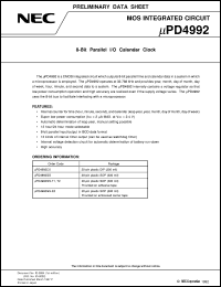 UPD4992GS datasheet: Calendar clock UPD4992GS