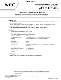 UPD61P34BGS datasheet: Infrared remote control transmitter 4-bit single-chip microcontroller UPD61P34BGS