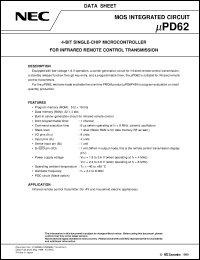 UPD62MC-XXX-E1 datasheet: Remote control transmitter UPD62MC-XXX-E1