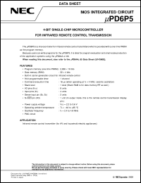 UPD6P5MC-5A4-E1 datasheet: Infrared remote control transmitter 4-bit single-chip microcontroller UPD6P5MC-5A4-E1