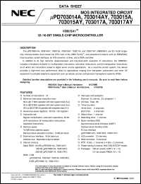 UPD703017AGC-XXX-8EU datasheet: 32-bit RISC single-chip microcomputer V850/SA1 UPD703017AGC-XXX-8EU