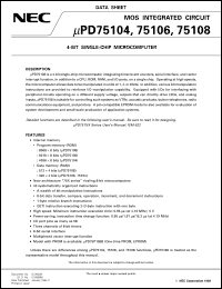 UPD75104CW(A)-XXX datasheet: 4-bit single-chip microcomputer UPD75104CW(A)-XXX