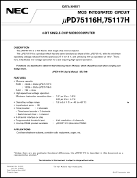 UPD75116HGC-XXX-AB8 datasheet: 4-bit single-chip microcomputer UPD75116HGC-XXX-AB8