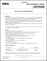 UPD75206GF-XXX-3BE datasheet: 4-bit single-chip microcomputer UPD75206GF-XXX-3BE