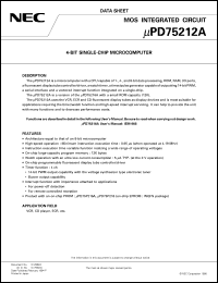 UPD75212AGF-XXX-3BE datasheet: 8-bit microcomputer incorporating programmable FIP C/D UPD75212AGF-XXX-3BE