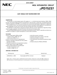 UPD75237GJ-XXX-5BG datasheet: 4-bit single-chip microcomputer UPD75237GJ-XXX-5BG