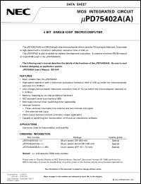 UPD75402ACT-XXX datasheet: 4-bit single-chip microcomputer UPD75402ACT-XXX