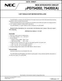 UPD754202GS-XXX-BA5-E2 datasheet: 4-bit single-chip microcomputer UPD754202GS-XXX-BA5-E2