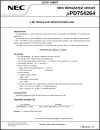 UPD754264GS-XXX-T1 datasheet: 4-bit single-chip microcomputer UPD754264GS-XXX-T1