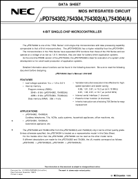 UPD754302GS(A)-XXX datasheet: 4-bit single-chip microcomputer UPD754302GS(A)-XXX