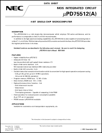 UPD75512GF(A)-XXX-3B9 datasheet: 4-bit single-chip microcomputer UPD75512GF(A)-XXX-3B9