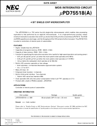 UPD75518GF(A)-XXX-3B9 datasheet: 4-bit single-chip microcomputer UPD75518GF(A)-XXX-3B9