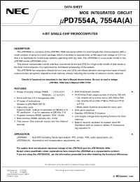 UPD7554AG(A)-XXX datasheet: 4-bit single-chip microcomputer UPD7554AG(A)-XXX