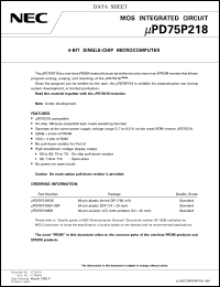 UPD75P218CW datasheet: OTP version 4-bit single-chip microcomputer UPD75P218CW