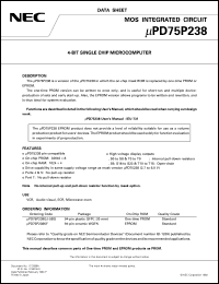 UPD75P238GJ-5BG datasheet: 4-bit single-chip microcomputer UPD75P238GJ-5BG