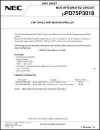 UPD75P3018GC-3B9 datasheet: 4-bit single-chip microcomputer with on-chip LCD controller UPD75P3018GC-3B9