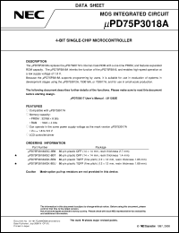 UPD75P3018AKK-T datasheet: 4-bit single-chip microcomputer UPD75P3018AKK-T