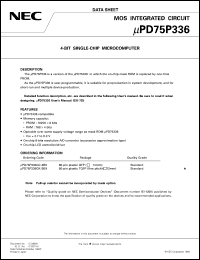 UPD75P336GK-BE9 datasheet: 4-bit single-chip microcomputer UPD75P336GK-BE9