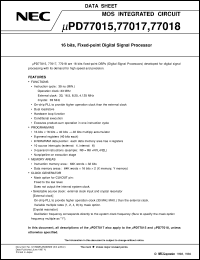 UPD77015GC-XXX-9EU datasheet: 16-bit fixed-point digital signal processor UPD77015GC-XXX-9EU