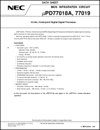 UPD77018AGC-XXX-9EU datasheet: 16-bit fixed decimal point digital signal processor UPD77018AGC-XXX-9EU