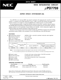 UPD7759C(M) datasheet: ADPCM method speech synthesis LSI UPD7759C(M)