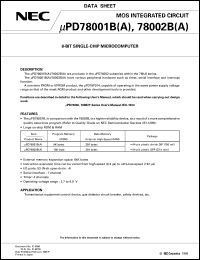 UPD78001BCW-XXX datasheet: 78K/0 series 8-bit single-chip microcomputer with on-chip 8K ROM UPD78001BCW-XXX