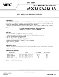 UPD78217ACW datasheet: 8-bit single-chip microcomputer UPD78217ACW