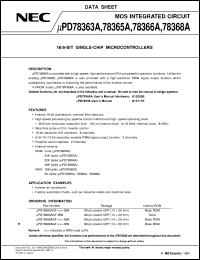 UPD78363AGF-XXX-3B9 datasheet: 16-bit single-chip microcomputer UPD78363AGF-XXX-3B9