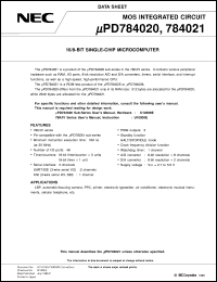 UPD784021GC-3B9 datasheet: 16-bit single-chip microcomputer for system control UPD784021GC-3B9