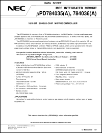 UPD784035GC(A)-XXX-3B9 datasheet: 16-bit single-chip microcomputer UPD784035GC(A)-XXX-3B9