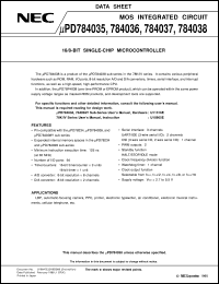 UPD784037GC-XXX-3B9 datasheet: 16-bit single-chip microcomputer UPD784037GC-XXX-3B9