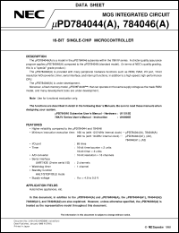 UPD784044GC(A1)-XXX-3B9 datasheet: 16-bit single having 78K4 family 32KB memory UPD784044GC(A1)-XXX-3B9