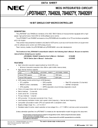 UPD784927YGF-XXX-3BA datasheet: Analog amplifier: I2C on-chip ROM 96K version VTR servo application UPD784927YGF-XXX-3BA