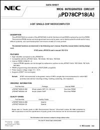 UPD78CP18CW datasheet: 8-bit single-chip microcomputer UPD78CP18CW