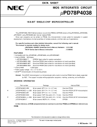 UPD78P4038GC-XXX-3B9 datasheet: 16-bit single-chip microcomputer UPD78P4038GC-XXX-3B9