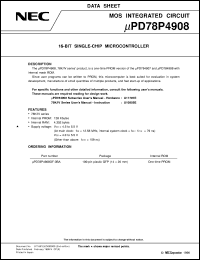 UPD78P4908GF-3BA datasheet: 16-bit single-chip microcomputer UPD78P4908GF-3BA