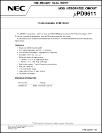 UPD9611GT datasheet: 4-channel PCM(G.711) codec, single 5V power supply, DGS function UPD9611GT