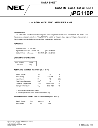 UPG110P datasheet: Gallium arsenide integrated circuit UPG110P