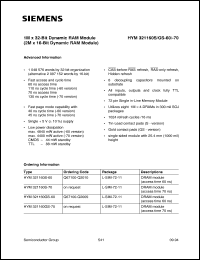 HYM321160S-70 datasheet: 1M x 32bit DRAM Module HYM321160S-70