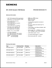 HYM362140S-70 datasheet: 2M x 36bit DRAM Module HYM362140S-70