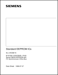 SLE24C16-D datasheet: 16 Kbit (2048 x 8bit) Serial CMOS-EEPROM with I2C Synchronous 2-wire bus SLE24C16-D