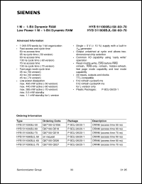 HYB511000BJL-70 datasheet: 1M x 1bit DRAM HYB511000BJL-70