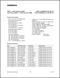 HYB514256BL-50 datasheet: 256K x 4bit DRAM HYB514256BL-50