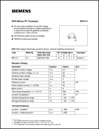 BFQ74 datasheet: NPN silicon RF transistor BFQ74