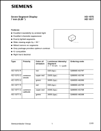 HD1077G datasheet: Seven segment display HD1077G