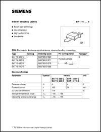 BAT15-020S datasheet: Silicon Schottky Diode BAT15-020S